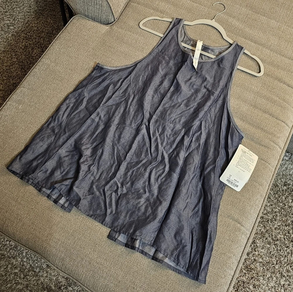 Lululemon Athletica Deep Navy All Tied Up Tencel Lyocell Open Back Yoga Top 12 - Picture 2 of 8